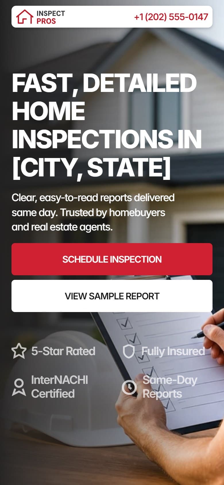 Inspect Pros mobile website screenshot
