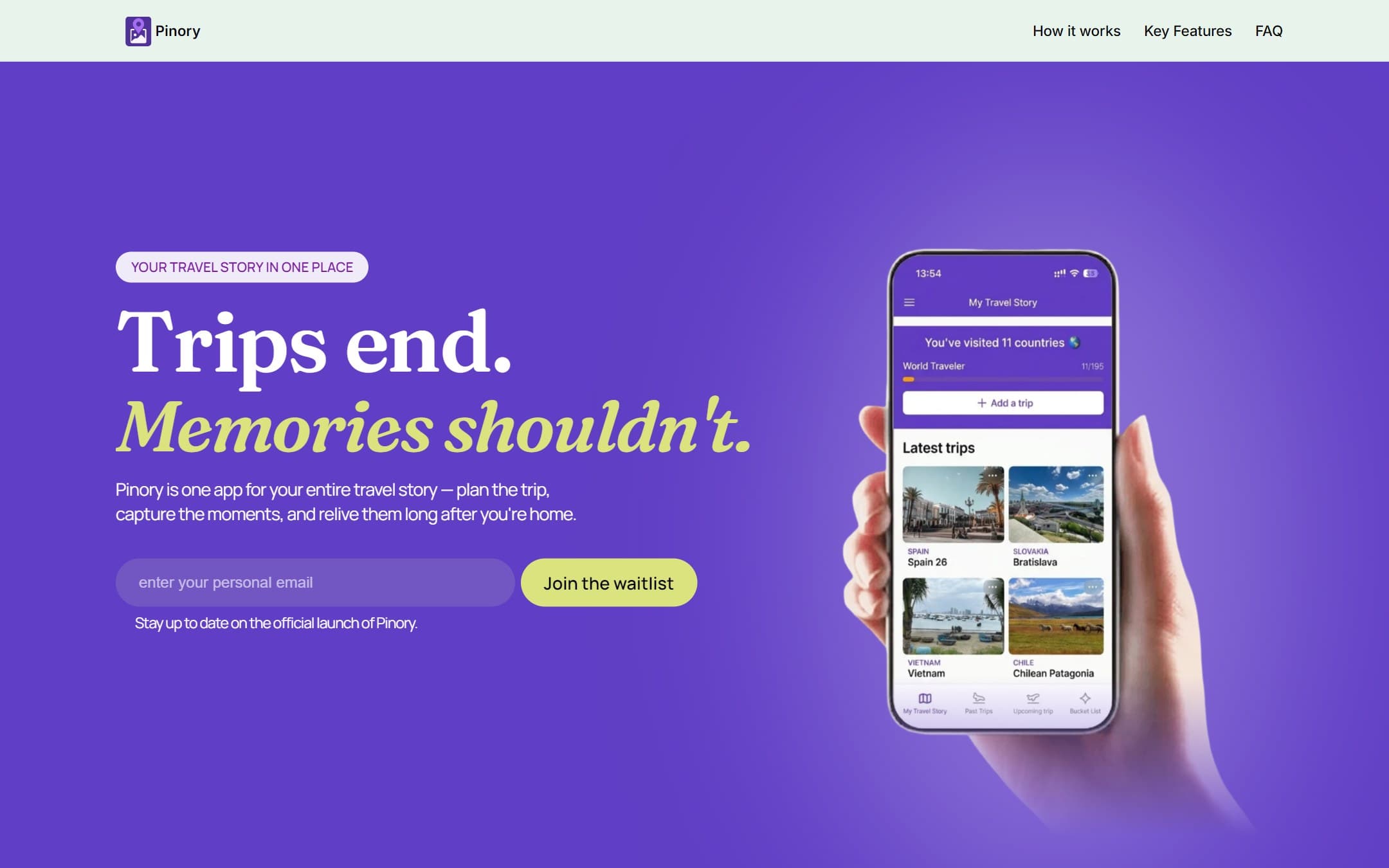 Pinory website screenshot